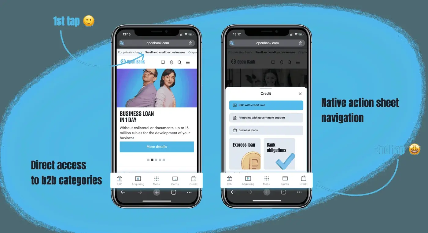 Open Bank – A native tap-bar for a banking web app